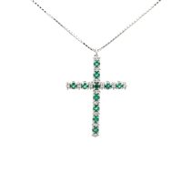 Pendente Mirco Visconti Donna Girocollo croce in Oro bianco Smeraldo 0.45 Ct HN19/20S - HN19/20S